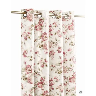 LANDKING® Ösenschal Rosamunde, Gardine, Vorhang, Dekoschal, Blumen Rosen, blickdicht, 8 Ösen, 140 x 245 cm, Landhaus, Romantik, Polyester, Farbe... - Rosa