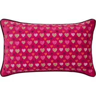 PAD Dekokissen HEARTS, Allover-Stickerei – flächendeckendes Herz-Design mit Struktur rosa