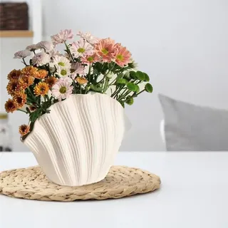 Muschelförmige Keramikvase Für Trockenblumen  Elegante Und Natürliche Wanddekoration