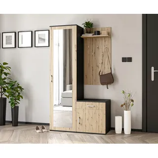 Ax Living Garderobe Mit Spiegel Magnola – 100cm Breit Schwarz & Artisan