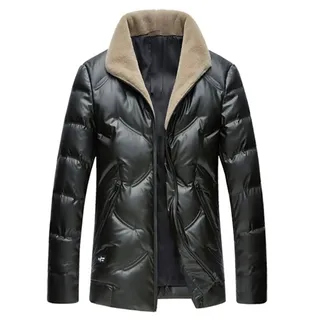 NGYYIO Pufferjacke Herren Winter Mens Duck Down Jackets Business Casual Warm Male Slim Fit Turn Down Collar(XL)