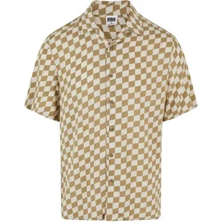 URBAN CLASSICS Langarmhemd Viscose AOP Resort Shirt grün XXL