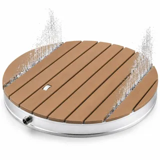 @tec Gartendusche, Ø 70 cm, Höhe: 7,5 cm, Bodendusche für Garten, Pool & Camping, WPC-Bodenplatte mit 18 Fontänen, Fußventil mit Stellrad, 3/4-Zoll Schlauchanschluss, mobil