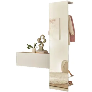 furn.design Garderobe Set Center 150 x 200 cm Weiß und Wotan Eiche