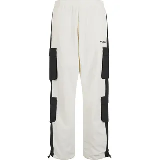 Hosenanzug FUBU "Fubu Fubu Corporate Cargo Trackpants", Herren, Gr. M, schwarz-weiß (schwarz, weiß), 100% Polyester, Anzüge Hosenanzug