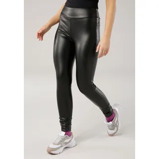 Leggings LAURA SCOTT Gr. 44, N-Gr, schwarz Damen Hosen Kunstlederhosen aus elastischem Lederimitat