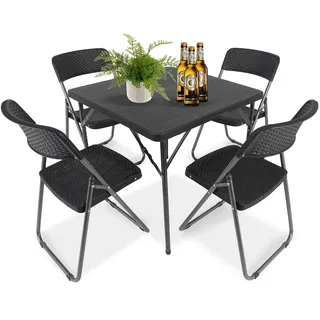 Sekey Gartengarnitur Set, Garten-Essgruppe 4 Personen, Balkonset Balkonmöbel Set 4 Stühle mit Tisch, Klappbar Gartentisch mit Stühlen Set Terrassenmöbel für Terrasse, Balkon, Bistro, Garten