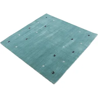 carpetfine Gabbeh-Uni Wollteppich 150 x 150 cm türkis