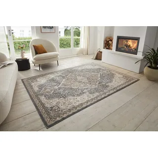 Hanse Home Orken Teppich Orientalisch –Kurzflor Vintage Wohnzimmerteppich Weicher Orient-Teppich ÖKO-TEX Läufer für Schlafzimmer, Esszimmer, Wohnzimmer, Flur, Küche – Schwarz Braun, 200x280cm