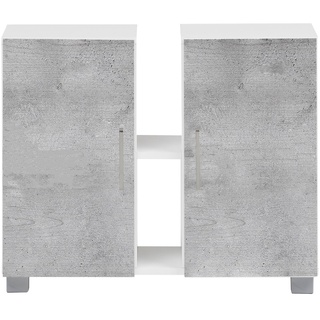Badmöbel Waschbeckenunterschrank mit 2 Schranktüren und Metallgriffen Grau