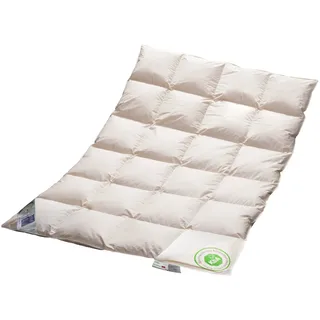 Vitaschlaf Gänsedaunenbettdecke Vitaschlaf® BIO-LUXE-KBA Bettdecken für Sommer Winter Ganzjahresdecke, Füllung: 100% Gänsedaunen, Bezug: 100% BIO-Baumwolle, Bettdecke 135x200 cm, 155x220 cm und weitere Größen, Made in Germany beige 155 cm x 200 cm