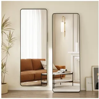 Hopibath Wandspiegel ganzkörper 180x80 150x50 160x40 140x40 mit Alurahmen (Ganzkörperspiegel Bogenspiegel Schwarz, rechteckig), für Schlafzimmer Wohnzimmer Garderobe Flur Friseurladen schwarz Rechteckig | 50 cm x 150 cm x 2 cm