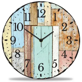 GRAVURZEILE Wanduhr GRAVURZEILE Wanduhr aus Holz Luv Vintage Design - Geräuscharm bunt