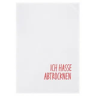 17;30 Hamburg Geschirrtuch mit Spruch "Ich hasse abtrocknen" rot