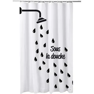 ADOB Textil Duschvorhang Motive UNTER DER DUSCHE, 180 x 200 cm, waschbar, mit Gewichtsband und 12 Duschvorhangringen, 91089