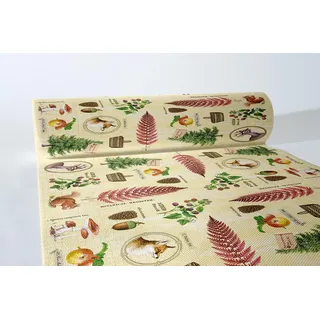 Sovie HORECA Airlaid Tischläufer Elias, 40 cm x 24 m, perforiert alle 120 cm, Design mit Hirsch, Waldtieren, Tannenzapfen & Haselnüssen – für herbstliche & winterliche Tischdekoration