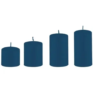 Kopschitz Kerzen Adventskerzen Abgestuft Blau, Petrol Ø 5 cm, 4er Set, Adventskranzkerzen, Unparfümiert, Traditionelles Design, Weihnachten, Winter