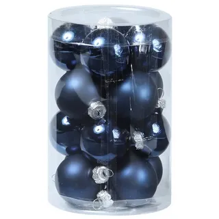 MARELIDA Weihnachtsbaumkugel Christbaumkugel Weihnachtskugel Glas D: 3,5cm glänzend matt blau 16St. (16 St) blau