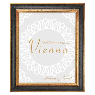 Einzelrahmen Bilderrahmen Vienna, (1 Stück), 50x70 cm, Schwarz Gold, Holz schwarz 50 cm x 70 cm
