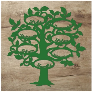 Namofactur 3D-Wandtattoo Holz Wandbild 'Familie Baum' Wanddeko, Wanddekoration Familien Stammbaum, Wandgestaltung für dein Wohnzimmer grün