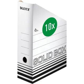 Esselte Solid Box Archiv Stehsammler, 100 mm Rückenbreite, Archivboxen zur Ablage und Aufbewahrung von Zeitschriften und Mappen im A4-Format, Zeitschriftensammler Pappe, 10 Stück, Schwarz, 46070001