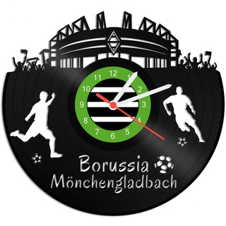 GRAVURZEILE Schallplattenuhr Borussia Mönchengladbach - 100% Vereinsliebe - Upcycling Design Wanduhr aus Vinyl Made in Germany