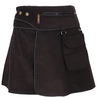 Guru-Shop Minirock Wickelrock, Cord Minirock - schwarz alternative Bekleidung schwarz S/M