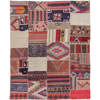 Nain Trading Orientteppich Kelim Patchwork 176x216 Handgewebter Orientteppich / Perserteppich, rechteckig, Höhe: 4 mm rot