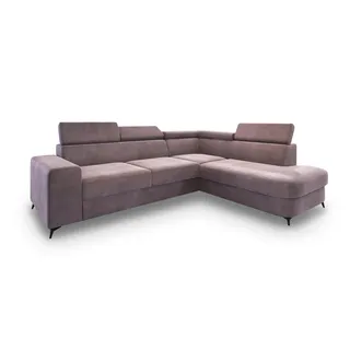 Masseno Ecksofa, Lila, Holz, 4-Sitzer, L-Form,L-Form, 253x190 cm, Wohnzimmer, Sofas & Couches, Wohnlandschaften, Ecksofas