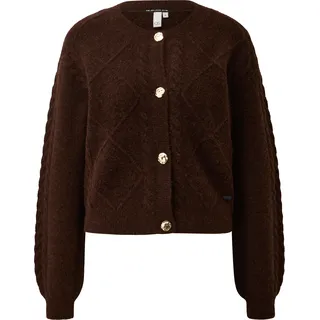 QS Strickjacke mit Zopfmuster Braun XL