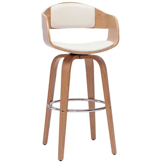Design-Barhocker drehbar weiß und helles Holz H67.5 cm GAO