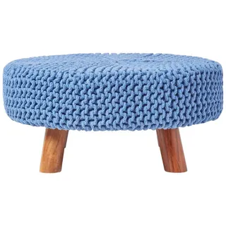 Homescapes Strick-Hocker Textil 62 x 30 x 62 cm Blau