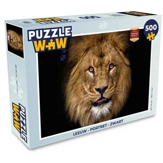 MuchoWow Puzzle Löwe - Porträt - Schwarz - Tiere, 500 Puzzleteile, Foto-Puzzle, Bilderrätsel, Puzzlespiele, Spielzeug schwarz 34 cm x 48 cm x 2 cm | Querformat