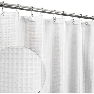 Sunxury – Waffelpiqué-duschvorhang Aus Baumwolle – Maschinenwaschbar – 183 X 183 Cm – 12 Rostfreie Metallösen – Spa-stil