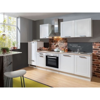 Menke Küchenblock Premium 270/280/300/310cm (frei Bordsteinkante, 270 cm / Landhaus weiss, ohne Geschirrspüler)