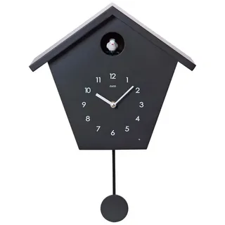 Cuco Clock Wanduhr Kuckucksuhr SCHWARZWALDHAUS, Pendeluhr Wanduhr, Moderne Schwarzwalduhr (25 x 28,5 x 12cm, Pendeluhr mit Nachtruhefunktion, Vogelgezwitscher) schwarz 28.5 cm x 12 cm