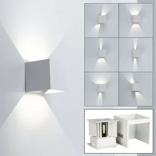 ETC Shop Wandlampe Aussen LED Aluminium 10x10x10 cm 5W warmweiß weiß