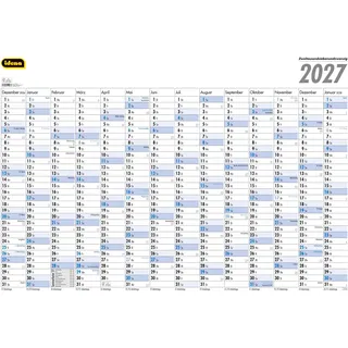 Idena Wandkalender 2027, Jahreskalender für 14 Monate | Plakatkalender in quer 101 x 68 cm groß, 11907