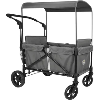 509 Bollerwagen 2in1 klappbar dunkelgrau mit Dach