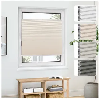 jalousiescout Wabenplissee Pure 40x180cm Creme Thermo Ohne Bohren Wärmeschutz/Hitzeschutz, verdunkelnd, ohne Bohren, klemmen, Klemmfix, Thermo Plissee Sonnen-, Sicht- und Hitzeschutz, für Fenster und Tür beige 40 cm x 180 cm