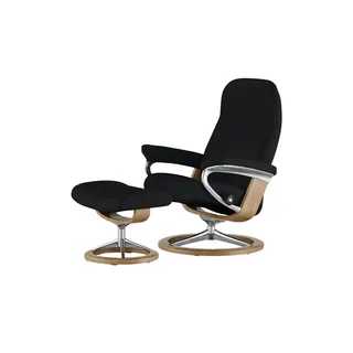 Stressless Relaxsessel Consul Leder 76 x 100 x 71 cm Schwarz mit Hocker