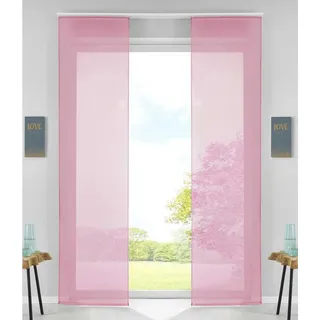 Gardinenbox Schiebegardine (2 St), Paneelwagen, transparent, Flächenvorhänge Voile Transparent inkl. Paneelwagen 85589N2 rosa