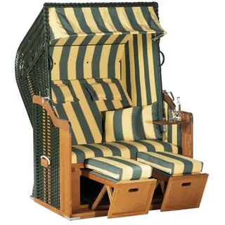 Sunny Smart »Rustikal«, 250 PLUS Strandkorb, grün/natur, Kunststoffgeflecht - Fichtenholz, 125 x 90 cm,