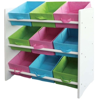 Buntes Kinderregal Regal für Kinder, Holz, 9 Ablageflächer, mit Boxen