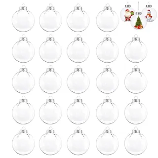 HIQE-FL 24 Stück Befüllbare Weihnachtskugeln,Weihnachtskugeln Baumschmuck | 6cm Durchsichtige Christbaumkugeln,Weihnachtsbaumkugeln Plastik,Christbaumschmuck,Christmas Decoration Kugeln