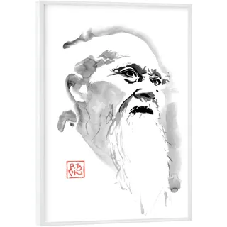 artboxONE Poster mit weißem Rahmen 18x13 cm Menschen O Sensei v - Bild Aikido Japan morihei ueshiba
