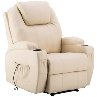 MCombo Relaxsessel elektrisch Kunstleder 92 x 109 x 92 cm Beige mit Massagefunktion