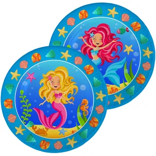 Folat 65210 - Geburtstag & Party - Teller Meerjungfrau, 8 STK., 23 cm