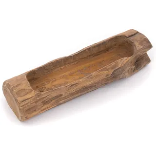 DESIGN DELIGHTS NATURHOLZSCHALE Fiore 40 | Teakholz, 40x13 cm (BxT) | längliche Holzschale, Servierschale, Teakschale, Natur Dekoschale, Wurzelholz Schale