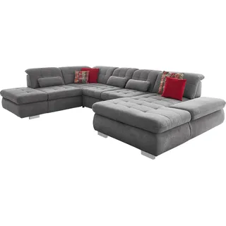 die planbar Wohnlandschaft DIE PLANBAR "MP-IN17004 U-Form, Breite 382 cm, weitere Funktionen wählbar", grau, B:382cm H:84cm T:124cm, 100% Polyester, Sofas, Wohnlandschaft, Kaltschaum-Polsterung, inkl. Sitztiefenverstellung